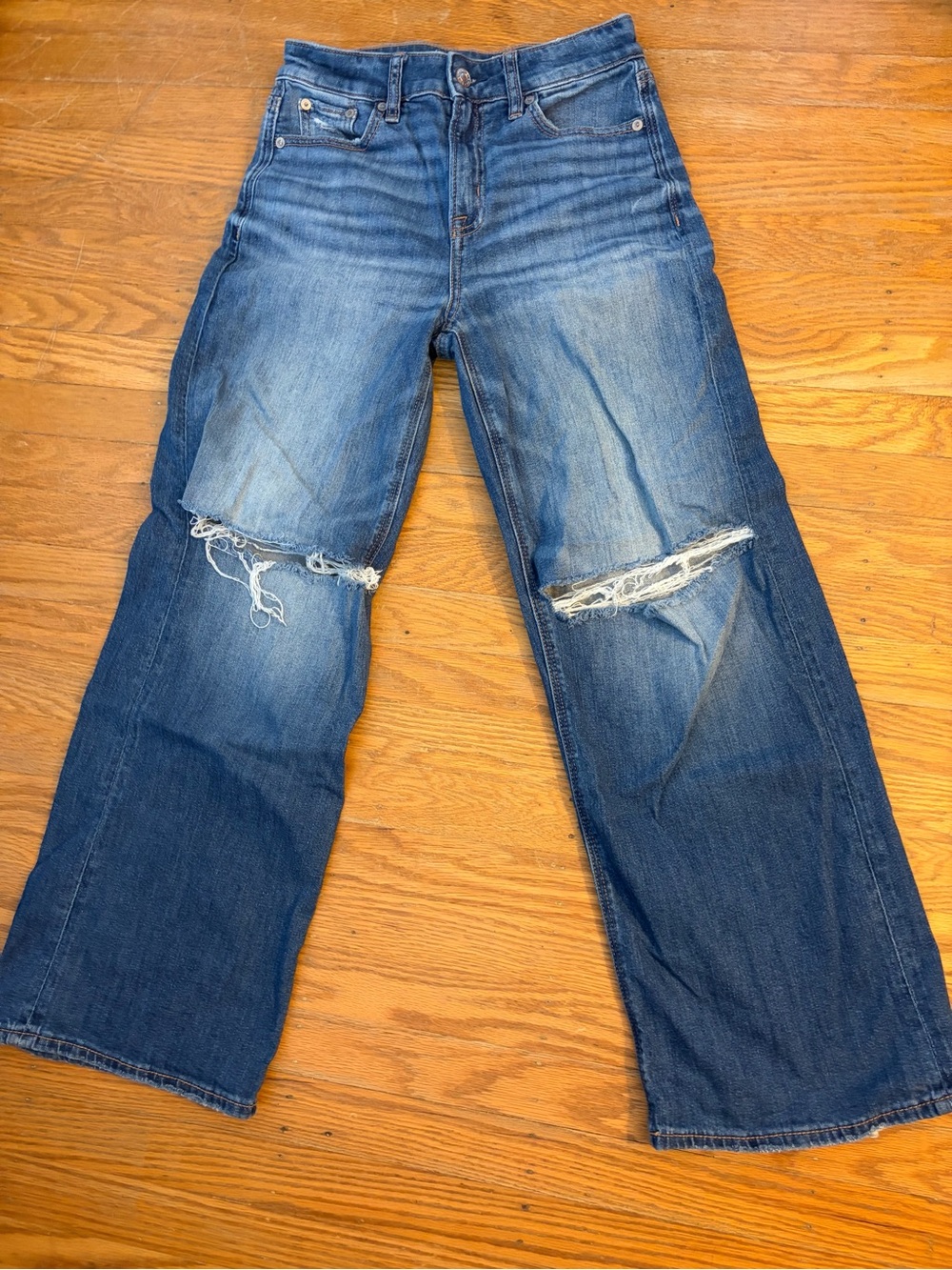 American Eagle Super High- rise Baggy Wide Leg Jeans - 000 short